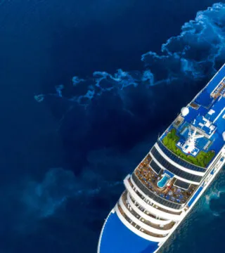 Ariel shot of a cruise ship and its decks - Cadillac Travel, Detroit, MI