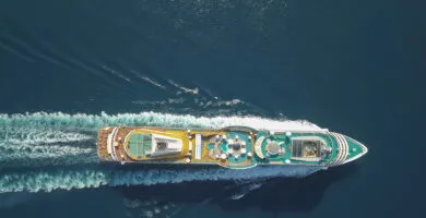Large cruise ship sailing with photo taken from above - Cadillac Travel